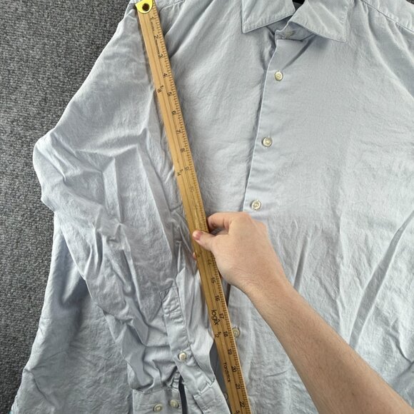 Faconnable 17 Check Blue Button Up Men Shirt French Long Sleeve Spread Adult - Picture 7 of 14